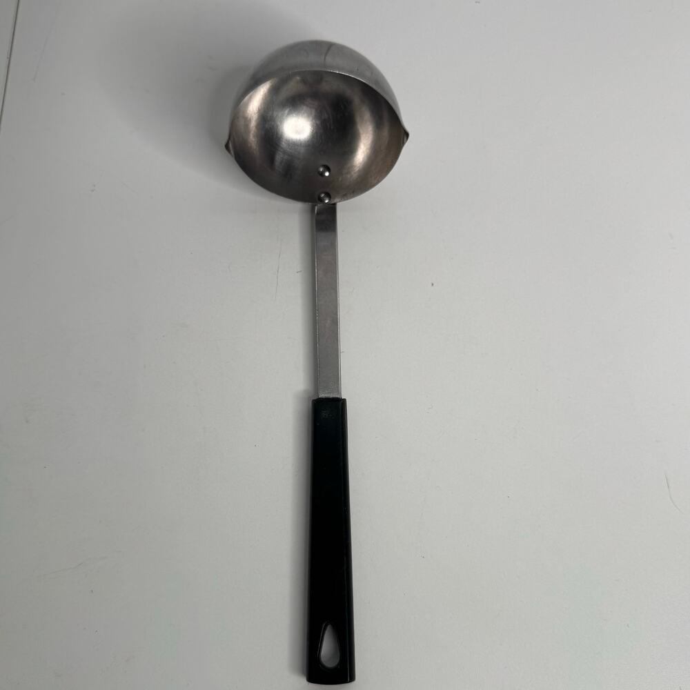 Vintage Kaylan Stainless Steel Ladle Plastic Handle Kitchen Soup Black